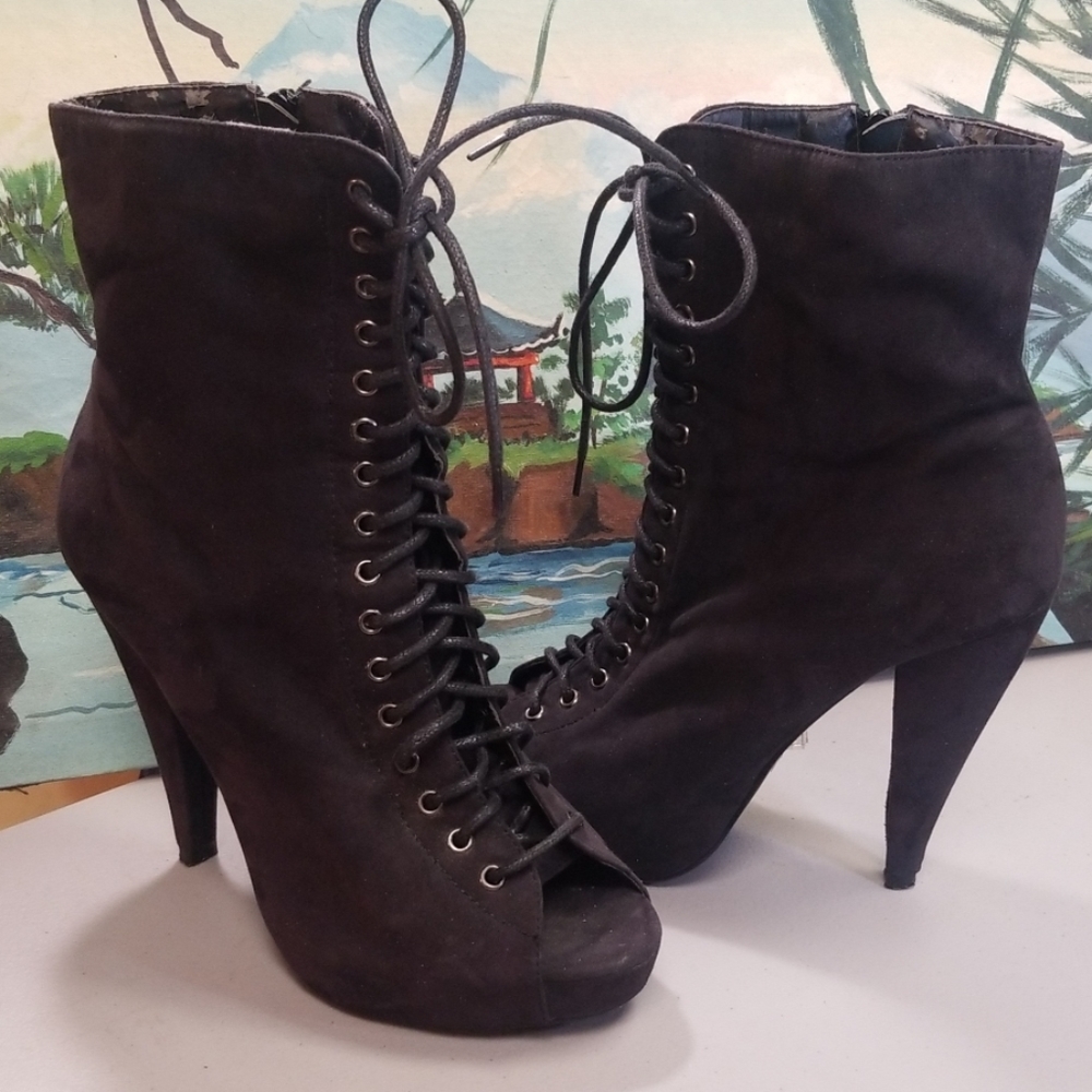 Wild diva heeled boots open toe and side zipper - Picture 1 of 7